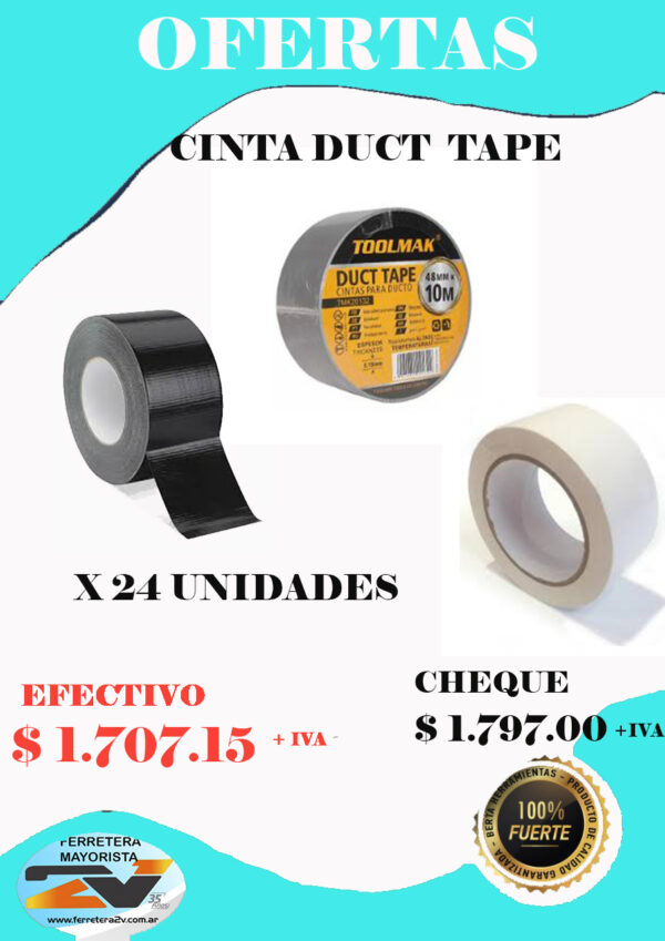 Cinta DUCT TAPE 4.8 X 10 M.GRIS OFERTA* x 24 un.c/u